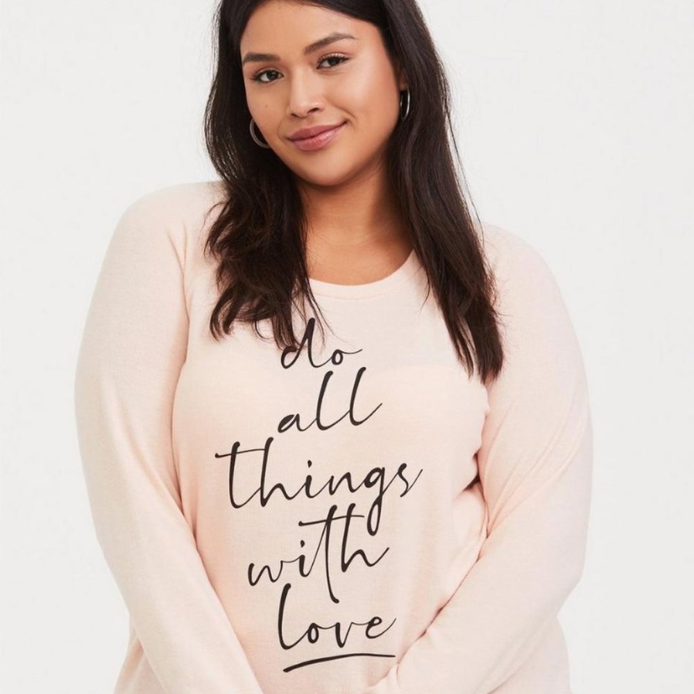 With Love Light Pink Hacci Raglan Sweatshirt 0
